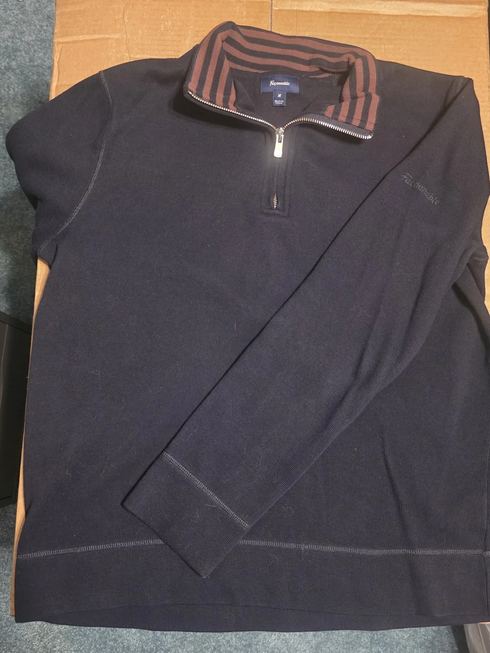 Faconnable Men's Navy Quarter-Zip Sweater